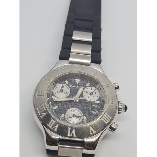 104 - Cartier 21 Chronograph Stainless Steel with Rubber Strap