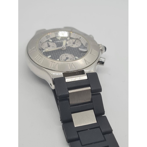 104 - Cartier 21 Chronograph Stainless Steel with Rubber Strap