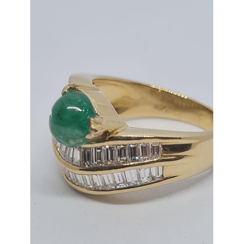 287 - 18ct Diamond Ring with Emerald Heard, 9.5g, Size N.