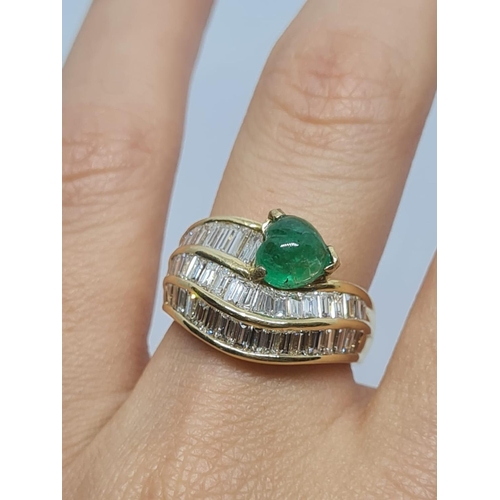 287 - 18ct Diamond Ring with Emerald Heard, 9.5g, Size N.