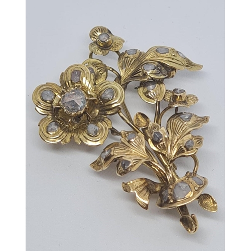 29 - 18ct Gold Diamond Brooch, 10.5g, Contains over 2ct of Diamonds