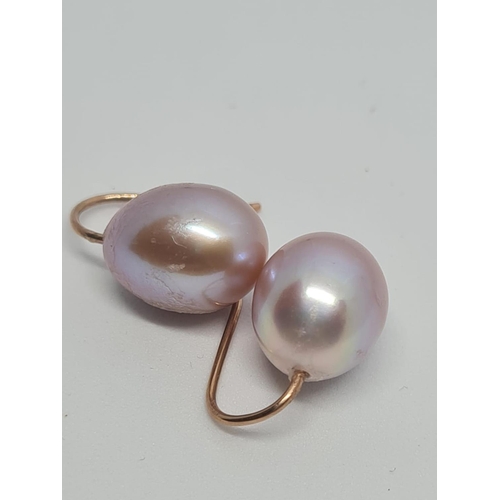 291 - Rose Pearl Earrings on Rose Gold, 4.1g