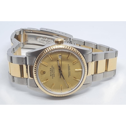 3 - Gents Rolex Date Just Oyster Perpetual with Gold Face