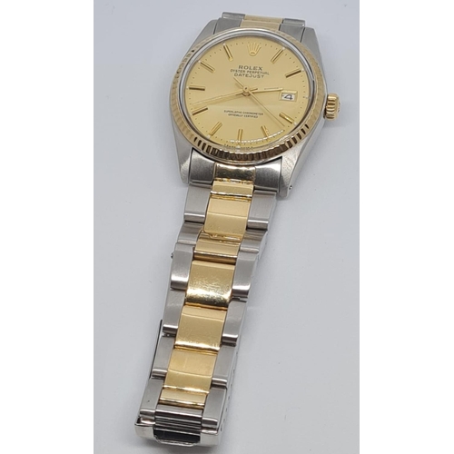 3 - Gents Rolex Date Just Oyster Perpetual with Gold Face