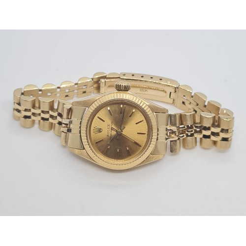 32 - Rolex Ladies 18ct Gold Wristwatch with Gold Face, Oyster Perpetual