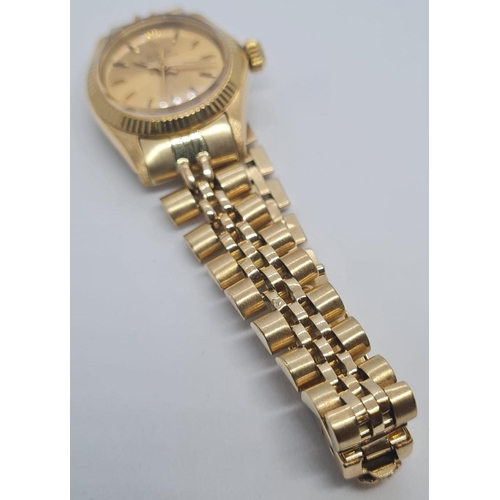 32 - Rolex Ladies 18ct Gold Wristwatch with Gold Face, Oyster Perpetual