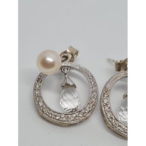 327 - Pearl and Diamond Day/Night Earrings, 4.2g