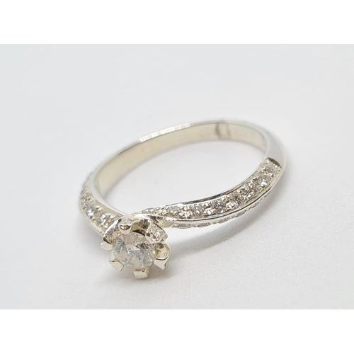 474 - 18ct Diamond Ring, .60ct, 2.9g, Size L