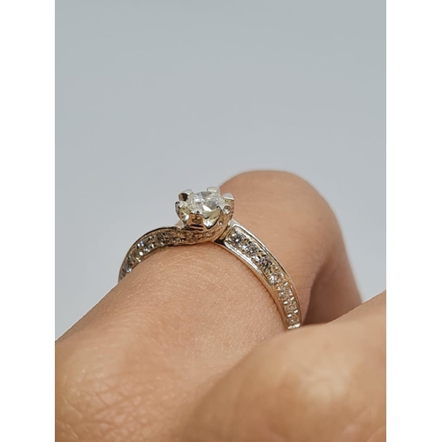 474 - 18ct Diamond Ring, .60ct, 2.9g, Size L