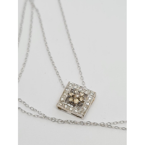 486 - 18ct Gold Diamond Pendant, 9ct, 44cm Chain.