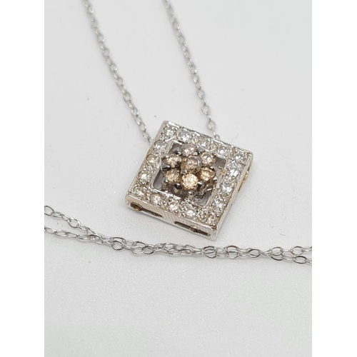 486 - 18ct Gold Diamond Pendant, 9ct, 44cm Chain.