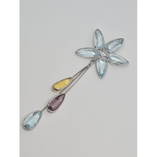 496 - Crystal 14ct Gold Pendant, Multi-coloured