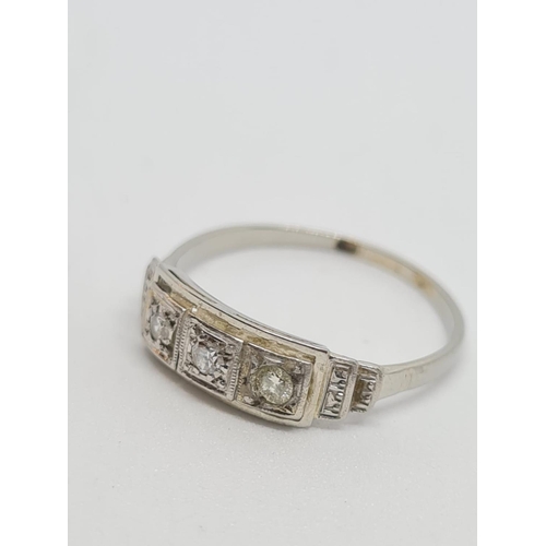 503 - Art Deco 18ct Old cut Ring, Size L