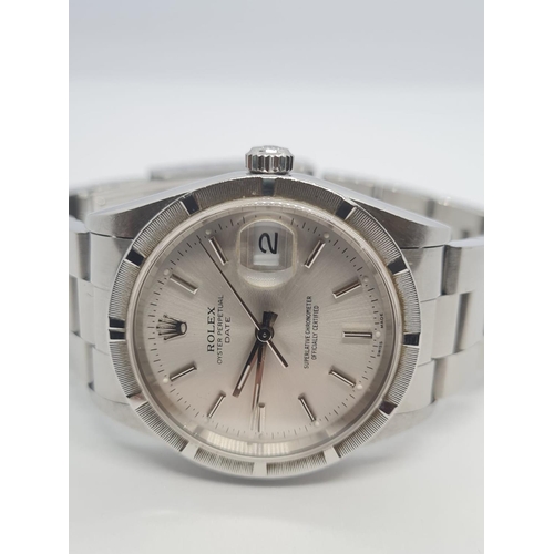 59 - Rolex Gentleman's Stainless Oyster Perpetual, With Date Box