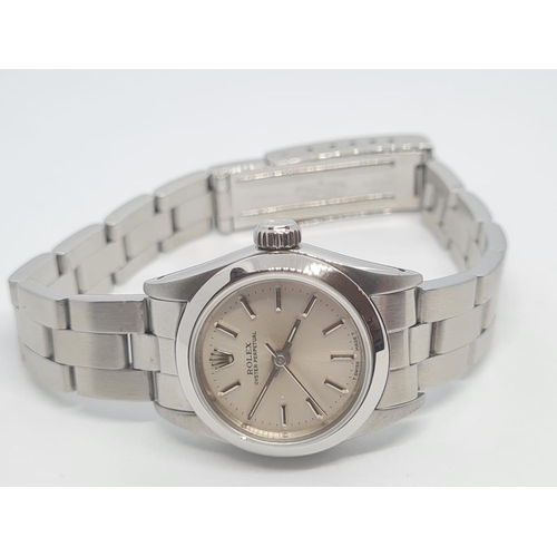 69 - Ladies Rolex Oyster Perpetual Stainless Steel, With Sapphire Crystal Glass