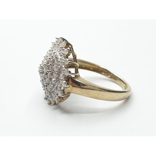 125 - 9ct yellow gold diamond set cluster ring approx 1ct diamond weight 3.6g and size N