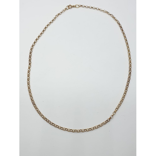 128 - 9ct yellow gold belcher chain, weight 5g and 44cm long