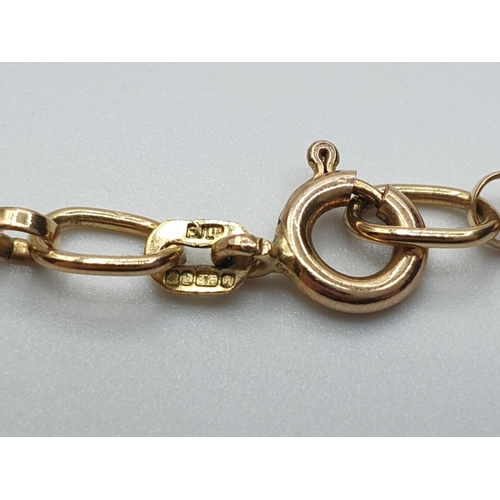 128 - 9ct yellow gold belcher chain, weight 5g and 44cm long