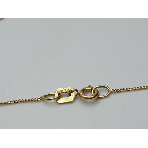 203 - 9ct yellow gold diamond set initial S on chain 2.2g