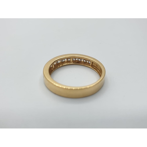 221 - 18ct yellow gold diamond set 1/2 eternity ring, weight 3.9g and 0.60ct approx SIZE O