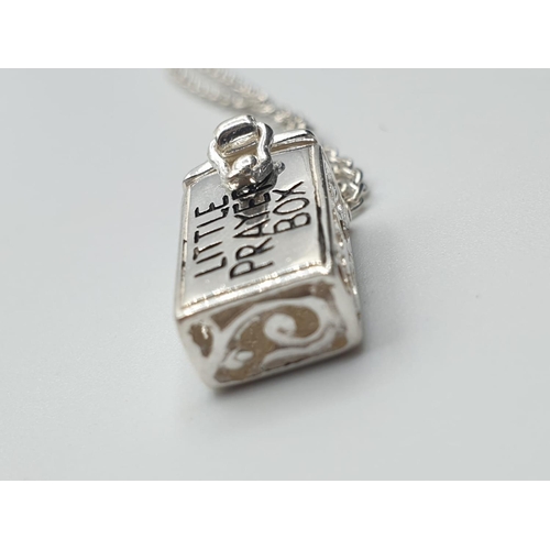 328 - sterling silver chain with prayer box pendant