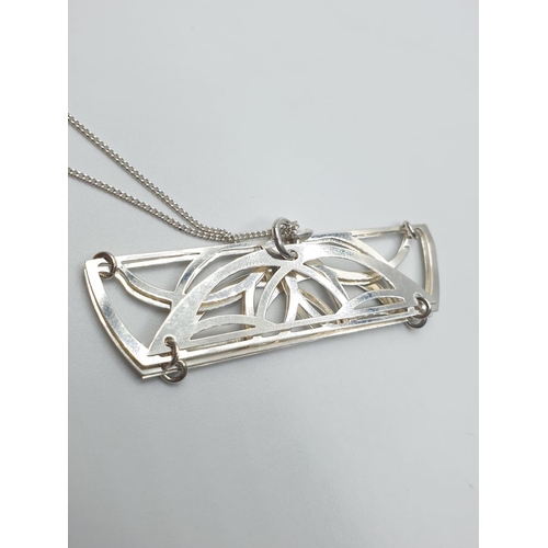 333 - sterling silver chain with large folding ornate pendant