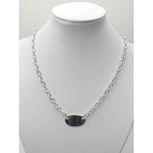 367 - sterling silver oval tag necklace 20g