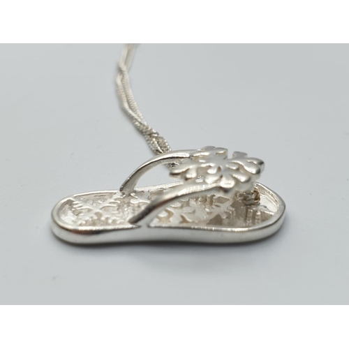 383 - sterling silver chain with flipflop pendant