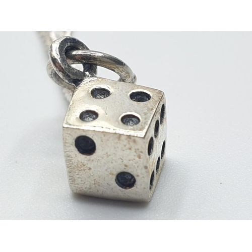 406 - sterling silver chain with dice pendant