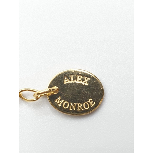 485 - Alex Monroe sterling silver on gold vermeil Initial I pendant