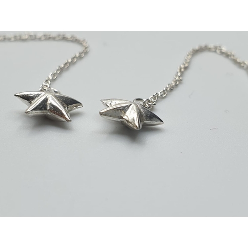 487 - sterling silver drop star earrings