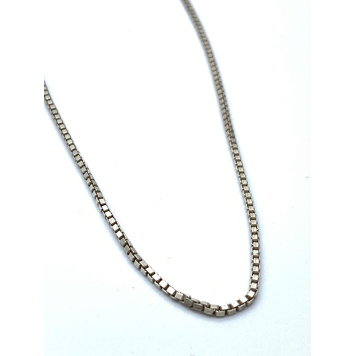 639 - Silver box chain. Length 50cm, boxed. Hallmarked 925 silver