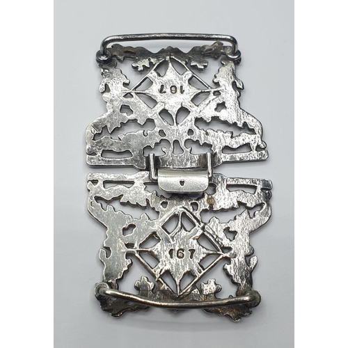 556 - Vintage silver nurses belt buckle. Clear hallmark for London 1982. Floral filigree design. Excellent... 