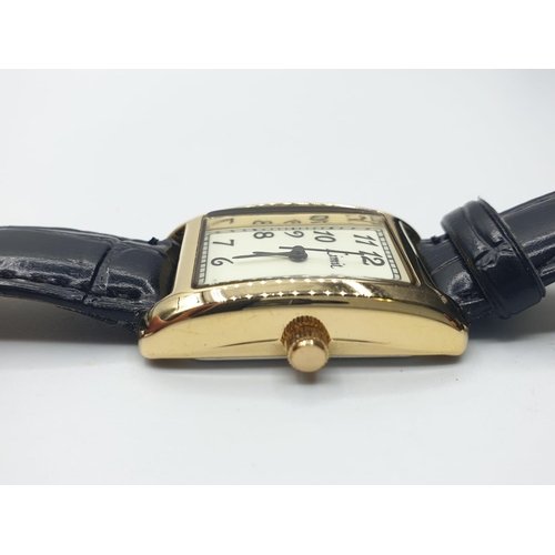 601 - Limit gentlemen's wristwatch with square cream face. Quartz movement with black 'crocodile' strap. F... 