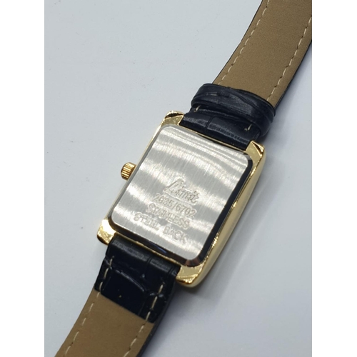 601 - Limit gentlemen's wristwatch with square cream face. Quartz movement with black 'crocodile' strap. F... 