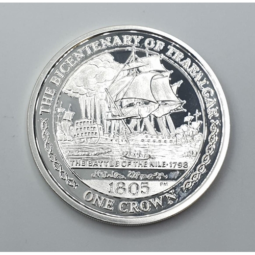 658 - Nelson silver crown 2005. Showing HMS victory and 1805. Minted to celebrate the 200th anniversary of... 