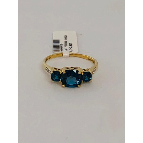 792 - PJL154 - 14k gold ring with London topaz 2.50cts; size R; 2.6g