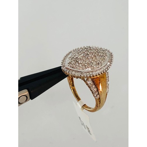 798 - PJL279 - 9k gold cluster ring/0.50cts diamonds; size P; 5.1g