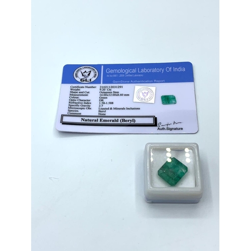 490 - 9.2 Ct Natural Emerald GLI Certified