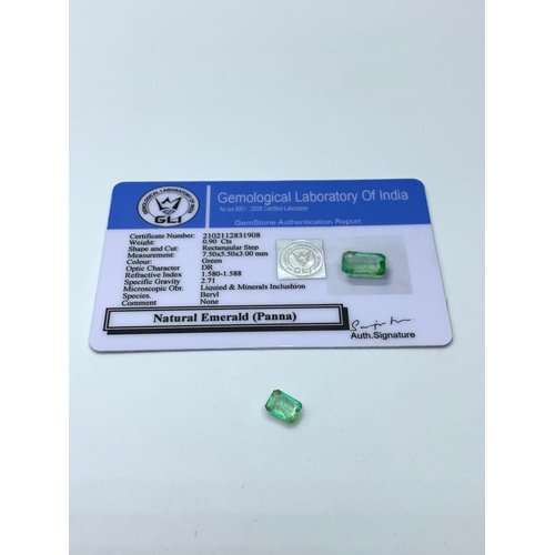 511 - 0.9 Ct Natural Emerald. GLI Certified