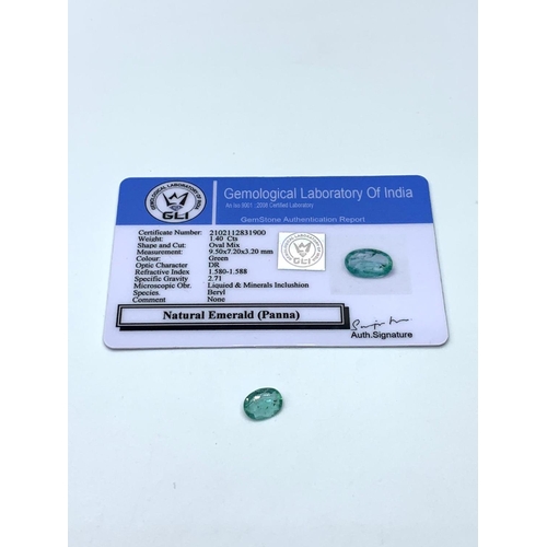 539 - 1.40 Ct Natural Emerald GLI Certified