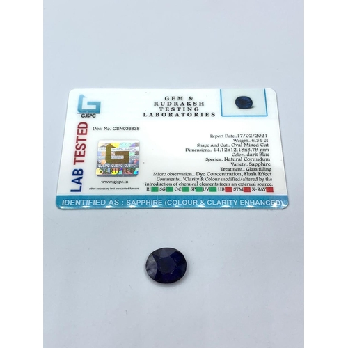 609 - 6.31 Ct Sapphire. GJSPC Certified