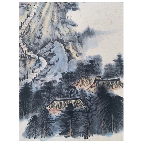 14 - From the foot of the mountain through thousand steps to the top; Chinese ink and watercolour on pape... 