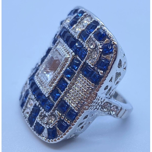 446 - Large Rectangle Art Deco Style Dress Ring, Size L, Weight 11.74g.