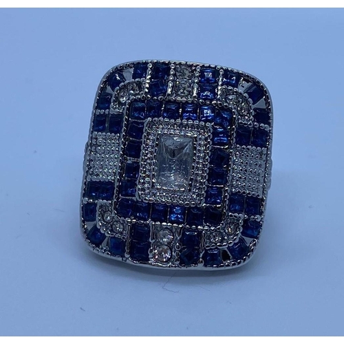 446 - Large Rectangle Art Deco Style Dress Ring, Size L, Weight 11.74g.