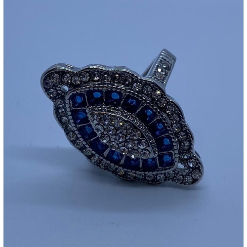 463 - Blue Kite Gemstone Art Deco Style Dress Ring, Size K, 7.14g.