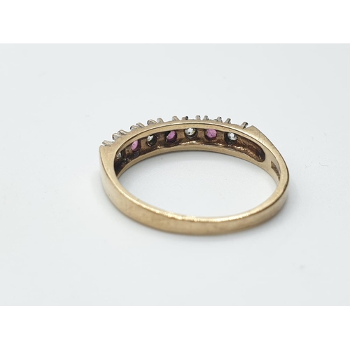 483 - 9ct Yellow Gold Dress Ring with white and Pink Stone 2.2g. Size N