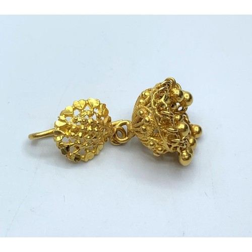 219 - 22ct yellow gold pair of earrings, total weight 12.6g