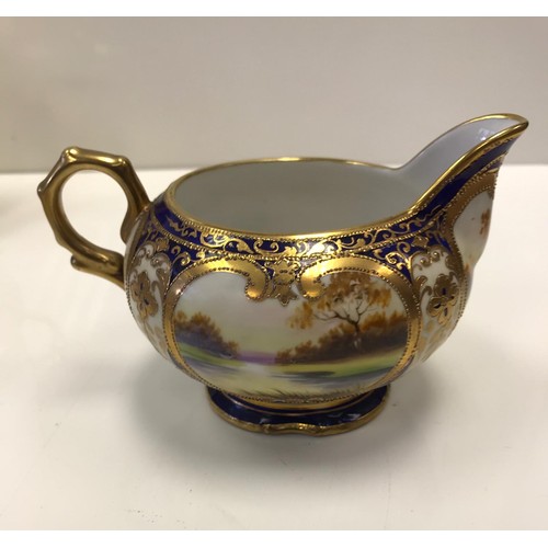 423 - Cobalt blue and gilt china, some Worcester style china and decanter labels