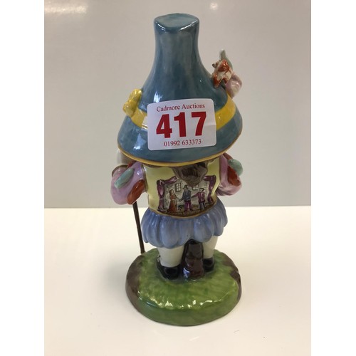 417 - A Derby style Falstaff figurine. Damage to walking cane.